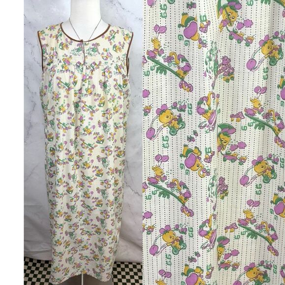 VTG 60s kitsch Novelty House Dress L Homemade Motif mumu Anthropomorphic 1966 - Picture 1 of 16